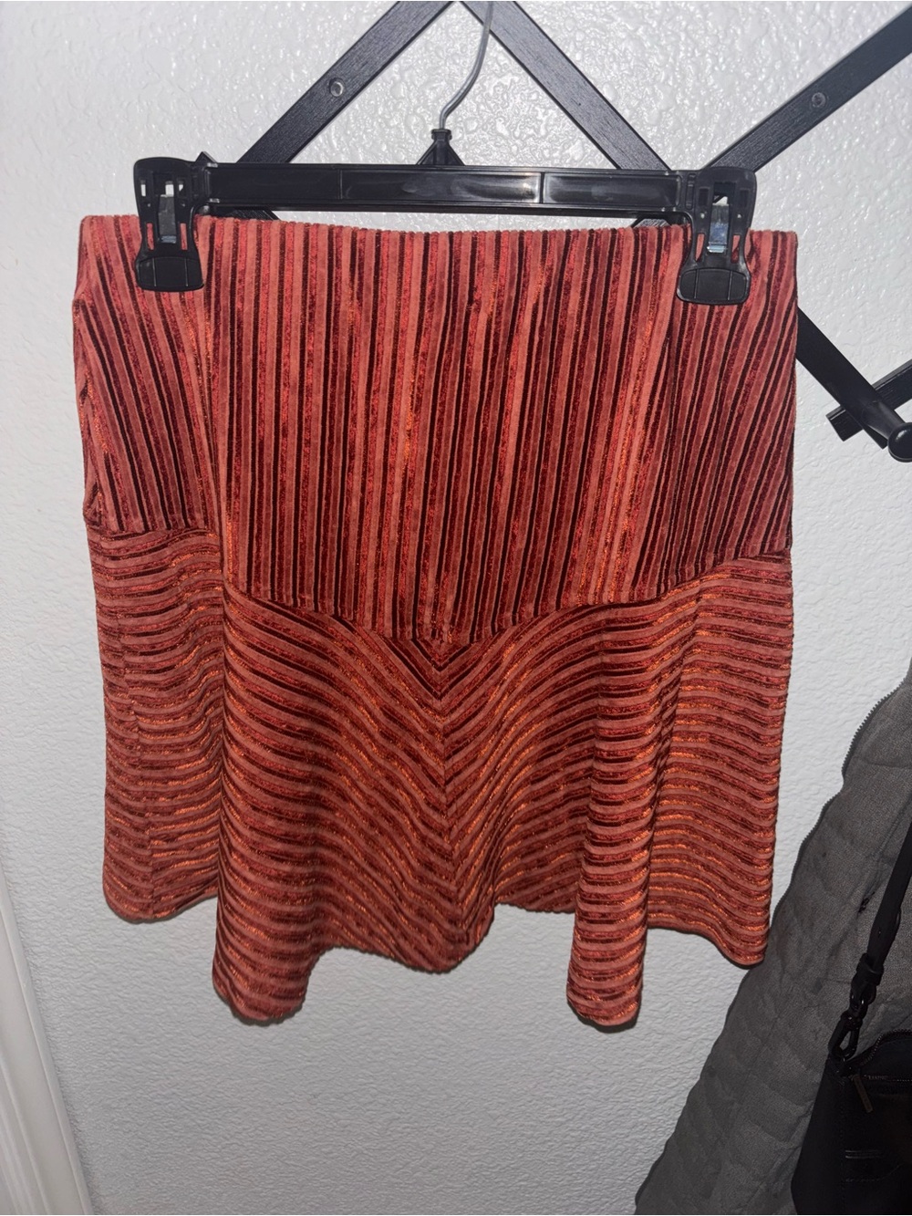 Free People Rust Velvet Burnout Flare Mini Skirt Boho Festival Medium - Picture 4 of 4